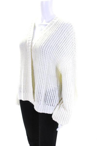 Lovers + Friends Womens Knit Ribbed Textured Open Front Cardigan White Size XS