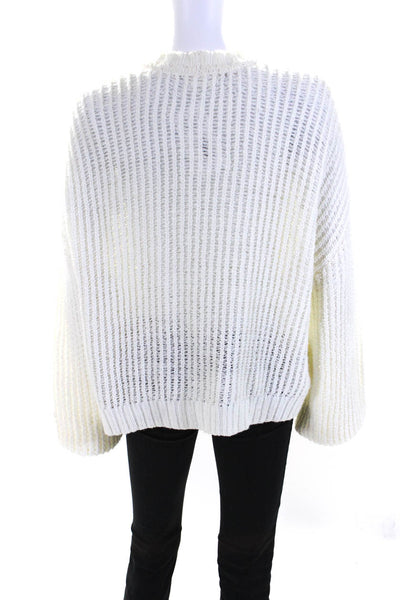 Lovers + Friends Womens Knit Ribbed Textured Open Front Cardigan White Size XS