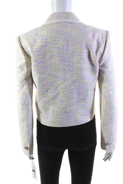 Adeam Womens Artisan Tweed Contrast Trim Button Down Blazer Multicolor Size 4