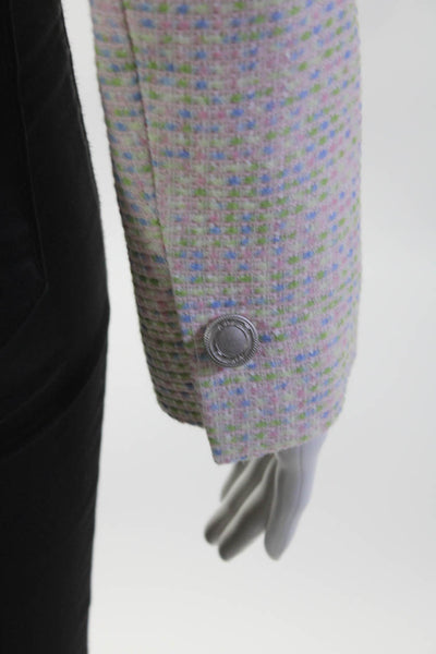 Adeam Womens Artisan Tweed Contrast Trim Button Down Blazer Multicolor Size 4