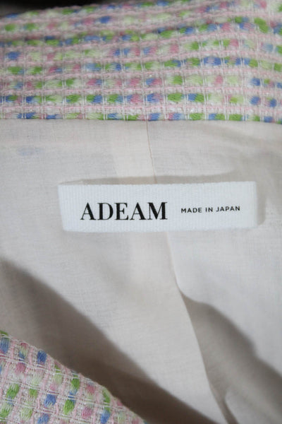 Adeam Womens Artisan Tweed Contrast Trim Button Down Blazer Multicolor Size 4