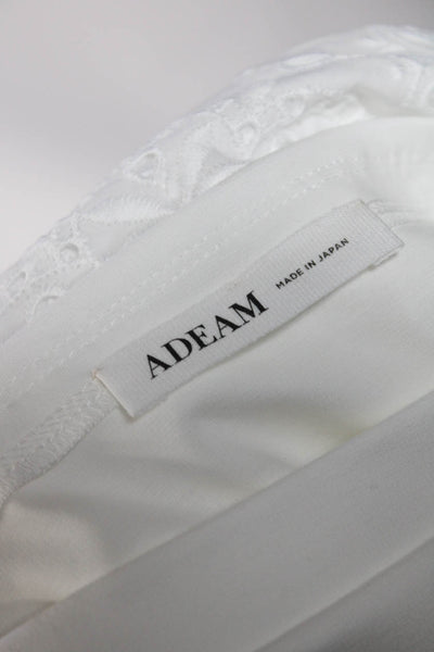 Adeam Womens Cotton Short Sleeve Eyelet Lace Tied Sailor T shirt White Size S
