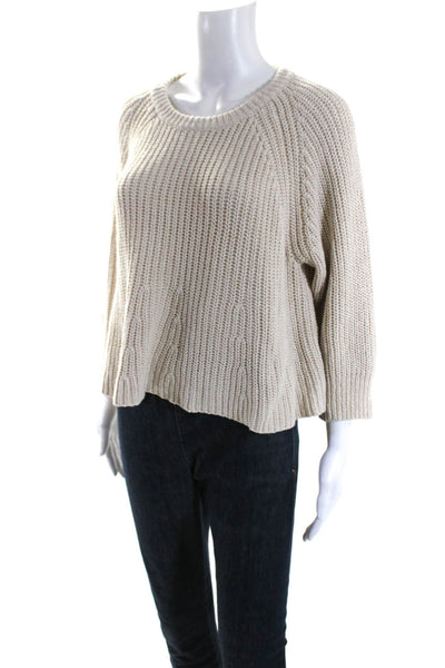 Madewell Womens Linen Long Sleeve Cropped Pullover Sweater Beige Size XL