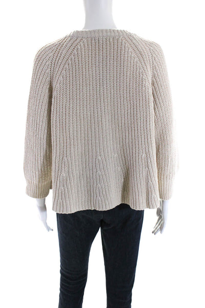 Madewell Womens Linen Long Sleeve Cropped Pullover Sweater Beige Size XL