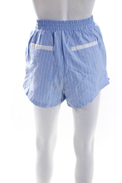 SNDYS. Women's Elastic Waist Flat Font Boxer Short Blue Stripe Size XS