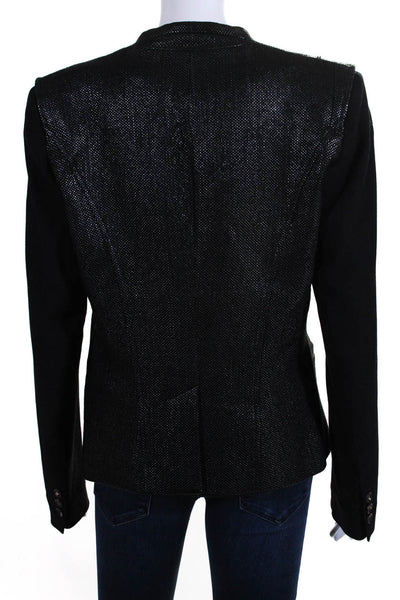 Helmut Lang Womens Black Textured Wool One Button Long Sleeve Blazer Size 10