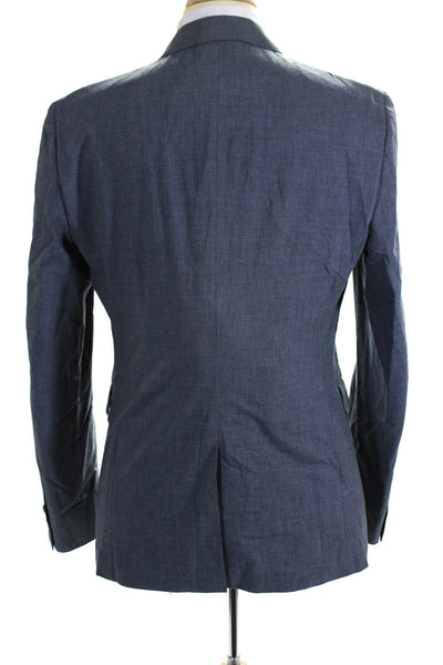 Theory Womens Cotton Single Breasted Notched Lapel Blazer Blue Size 44