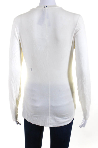 Kit And Ace Womens Buttoned Collared V-Neck Long Sleeve Casual Top White Size S