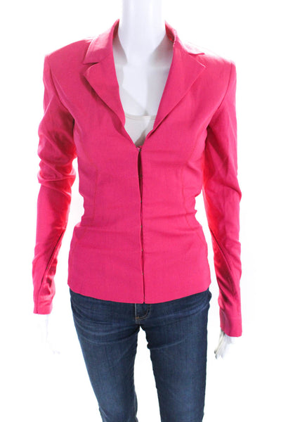 Jacquemus Womens Wool Cut Out Notch Collar Hook Close Blazer Blouse Pink Size 34