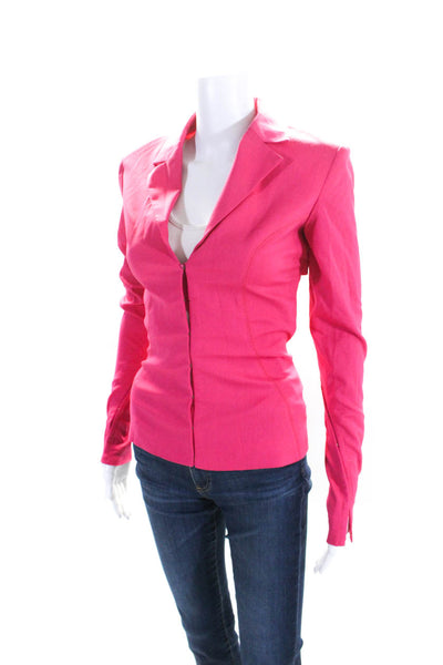 Jacquemus Womens Wool Cut Out Notch Collar Hook Close Blazer Blouse Pink Size 34