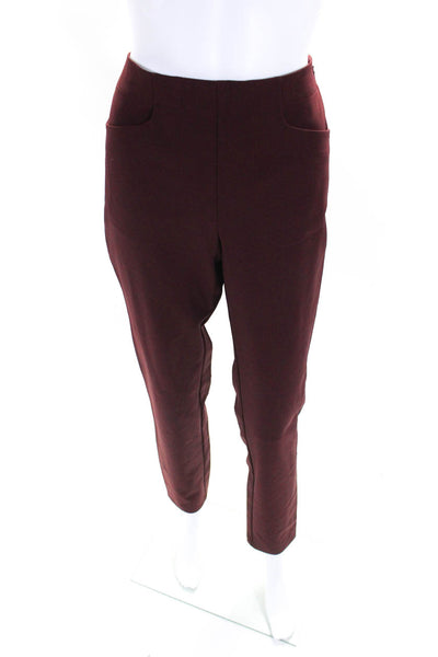 RLX Ralph Lauren Womens Stretch 4 Pocket Zip Up Mid-Rise Pants Burgundy Size 8