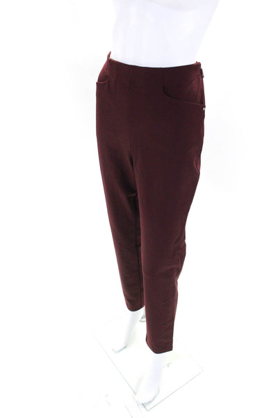 RLX Ralph Lauren Womens Stretch 4 Pocket Zip Up Mid-Rise Pants Burgundy Size 8