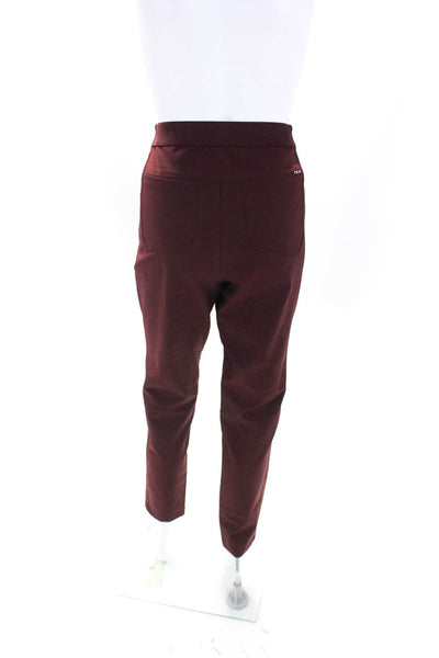 RLX Ralph Lauren Womens Stretch 4 Pocket Zip Up Mid-Rise Pants Burgundy Size 8