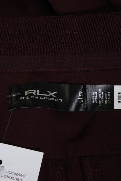 RLX Ralph Lauren Womens Stretch 4 Pocket Zip Up Mid-Rise Pants Burgundy Size 8