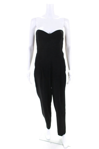 Michael Kors Womens Wool Sweetheart Neckline Sleeveless Jumpsuit Black Size 10