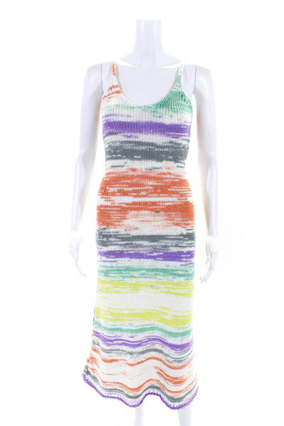 Zara Womens V Neck Sleeveless Knit A Line Maxi Dress Multicolor Size S