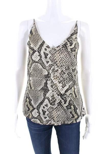 L'Agence Womens Silk Snakeskin Print V Neck Camisole Gray Size XS