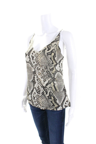 L'Agence Womens Silk Snakeskin Print V Neck Camisole Gray Size XS