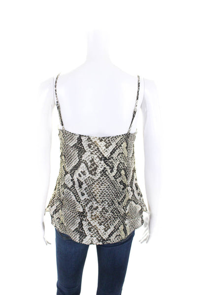 L'Agence Womens Silk Snakeskin Print V Neck Camisole Gray Size XS