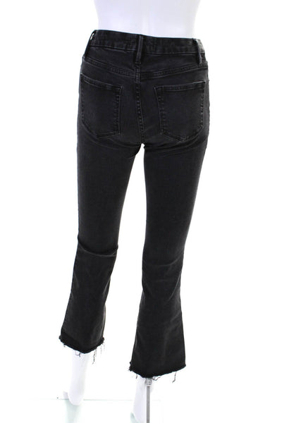 Frame Womens Cotton Denim Low Rise Frayed Hem Crop Mini Boot Jeans Black Size 25