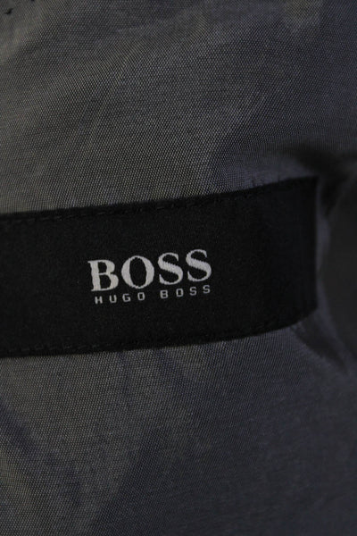 Boss Hugo Boss Mens Black Wool Striped Two Button Jacket Blazer Size 44R