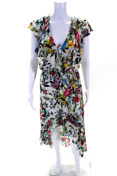 Parker Womens Silk Floral Print Cap Sleeve High Low Dress Multicolor Size XS