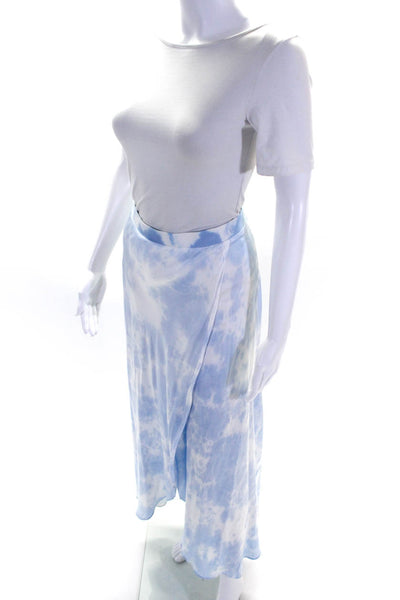 Nation LTD Womens Satin Tie Dye Print Unlined Maxi Tulip Skirt Blue White Size S