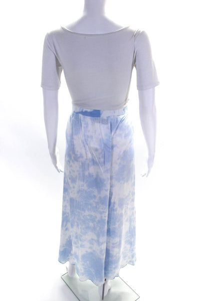 Nation LTD Womens Satin Tie Dye Print Unlined Maxi Tulip Skirt Blue White Size S