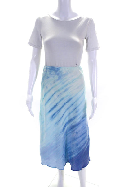 Bella Dahl Womens Tie Dye Print Elastic Waist Midi Straight Skirt Blue Size S