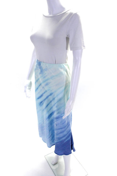 Bella Dahl Womens Tie Dye Print Elastic Waist Midi Straight Skirt Blue Size S