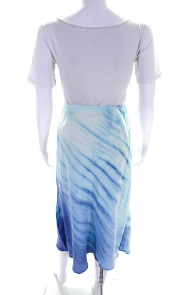 Bella Dahl Womens Tie Dye Print Elastic Waist Midi Straight Skirt Blue Size S