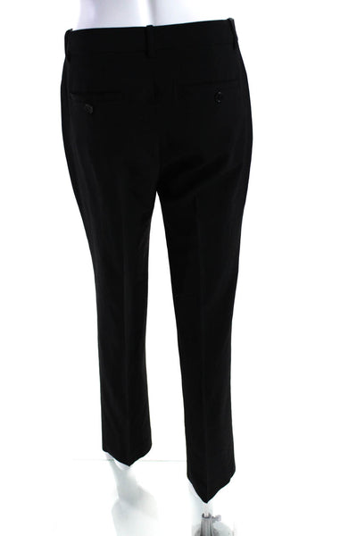 Theory Womens Zipper Fly Mid Rise Pleated Dress Pants Black Wool Size 2