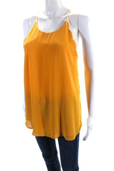 Naked Zebra Women's Scoop Neck Spaghetti Straps Tank Top Yellow Size L