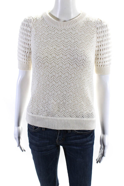 Madewell Womens Open Knit Short Sleeves Sweater White Size Extra Extra Small