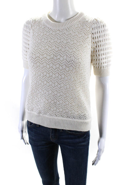 Madewell Womens Open Knit Short Sleeves Sweater White Size Extra Extra Small