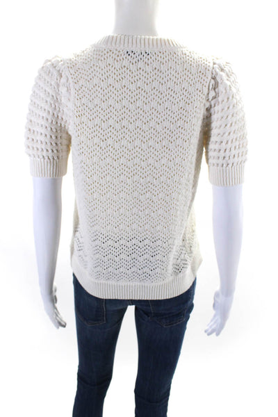 Madewell Womens Open Knit Short Sleeves Sweater White Size Extra Extra Small