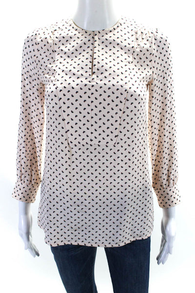 A.P.C. Womens Geometric Print Long Sleeves Blouse Pink Multi Colored Size EUR 34