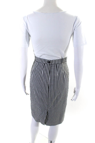 Barneys New York Womens Plaid Pencil Skirt Black White Cotton Size EUR 36