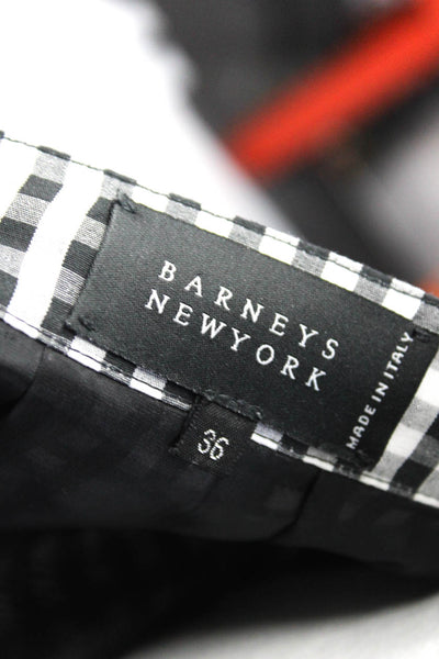 Barneys New York Womens Plaid Pencil Skirt Black White Cotton Size EUR 36