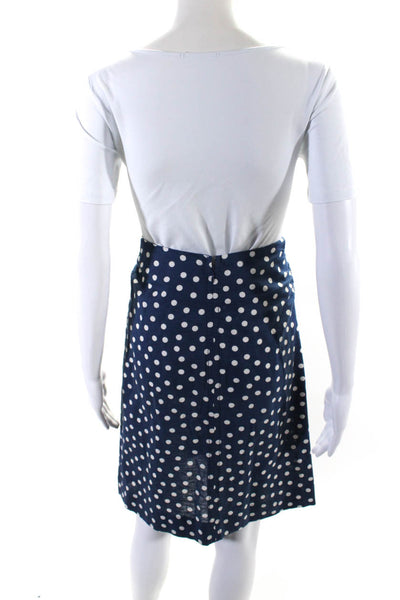 A.P.C. Womens Polka Dot Ruched A Line Skirt Navy Blue White Cotton Size EUR 34