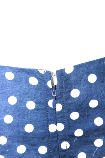 A.P.C. Womens Polka Dot Ruched A Line Skirt Navy Blue White Cotton Size EUR 34