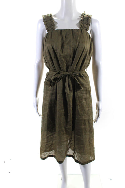 Frame Womens Sleeveless Belted Sun Dress Moss Green Size Extra Extra Small