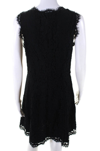 Joie Womens Black Floral Lace V-Neck Lined Sleeveless Shift Dress Size M