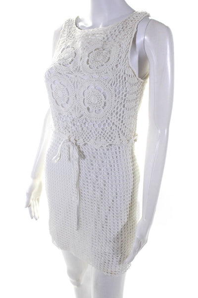 B44 Dressed by Bailey 44 Womens White Crochet Sleeveless Shift Dress Size S