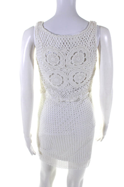 B44 Dressed by Bailey 44 Womens White Crochet Sleeveless Shift Dress Size S