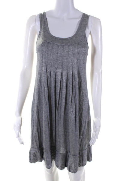 Susana Monaco Womens Glittery Silver Scoop Neck Mini A-Line Dress Size S