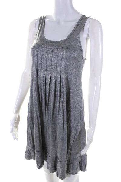 Susana Monaco Womens Glittery Silver Scoop Neck Mini A-Line Dress Size S