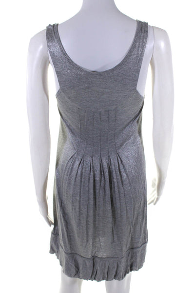 Susana Monaco Womens Glittery Silver Scoop Neck Mini A-Line Dress Size S