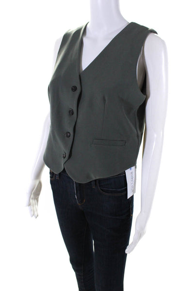 545 Womens Four Button V Neck Vest Jacket Green Size Medium