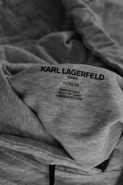 Karl Lagerfeld Womens Cotton Embellished Pullover Hoodie Gray Size M